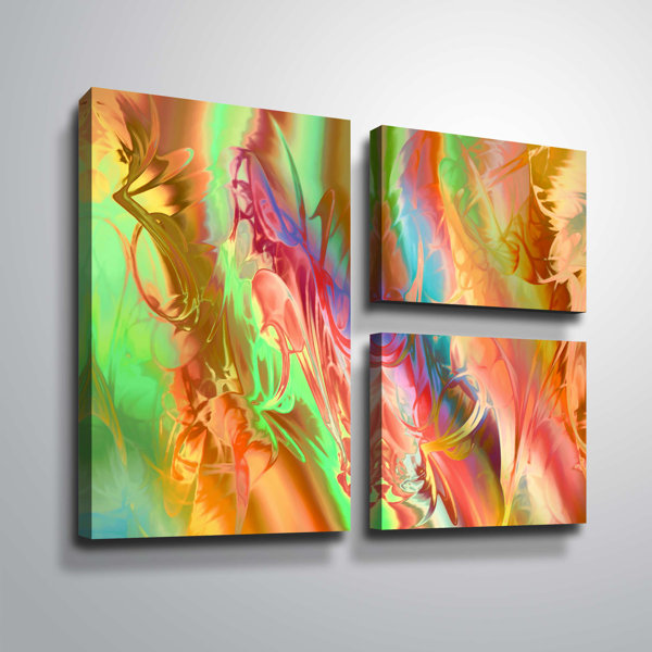 Ivy Bronx Fluid Moving Art 3 Piece Graphic Art on Canvas Wayfair